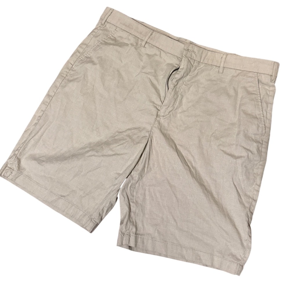 Marc‎ Anthony Mens Shorts 42W Beige Flat Front Casual Chino Stretch